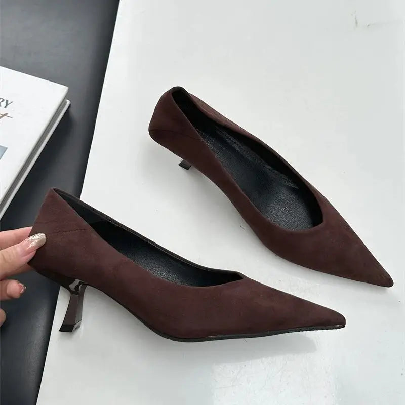2024 Autumn Pointed Toe Women Sexy Shallow Slip On Pumps Shoes Fashion Thin High Heel Ladies Elegant Dress Shoes Mujer