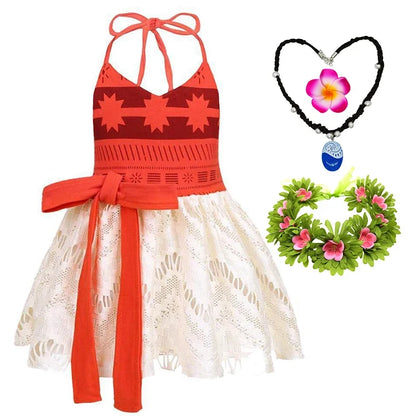 Baby Girls Dress Up Moana Costume Toddler Kids Summer Princess Dress Children Halter Dress Backless Carnival Halloween Clothes