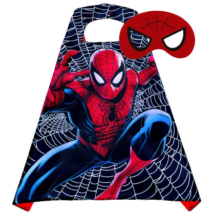 Halloween Super Hero Masquerade Mask Cape Cloak Anime Spider Man Batman Cloak Action Figure Marvel Toys Cosplay Party Gift