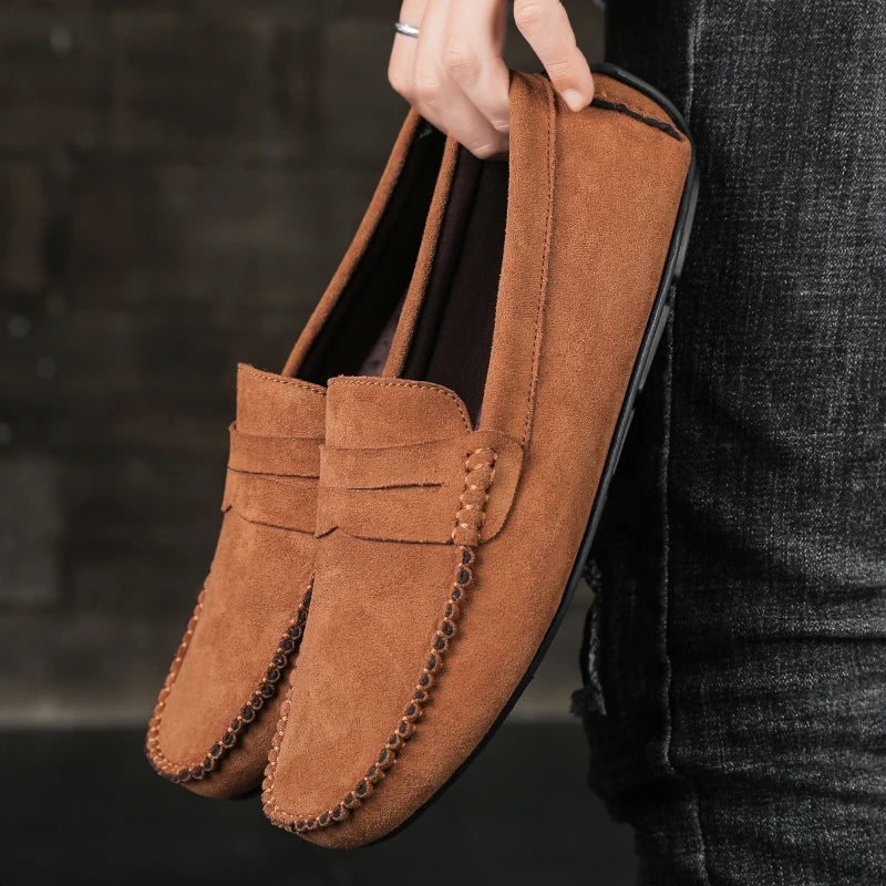 Fashion Suede Men Casual Shoes Breathable Leather Mens Loafers Slip on Male Driving Shoes Luxury Brand Comfortable Boat Shoes