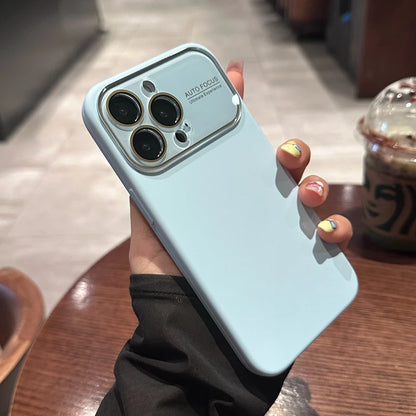 For iPhone 17 Pro Max Case Pink Large Window Liquid Silicone Solid Color Full Lens Shockproof with iPhone 16 15 14 13 12 11
