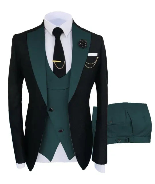 New Costume Slim Fit Men Suit Slim Fit Business Suits Groom Black Tuxedos For Formal Wedding Suit Jacket Pant Vest 3 Pieces