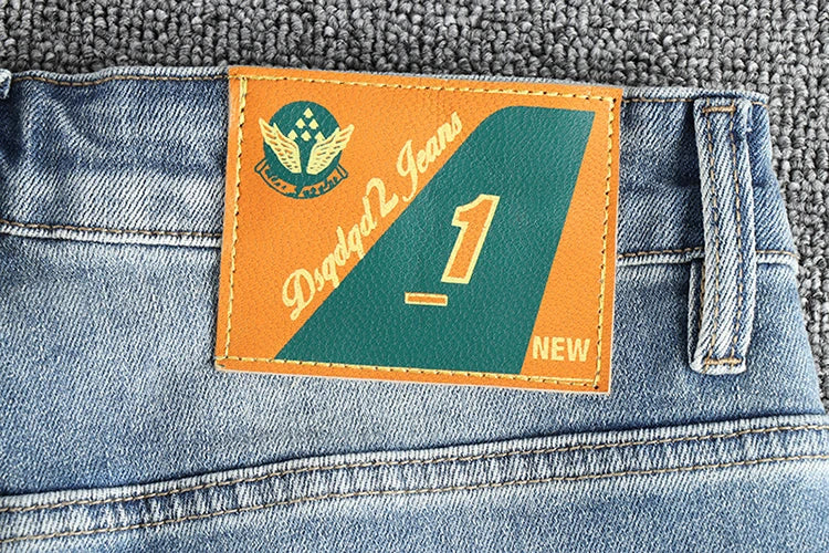 New wash light blue ground white jeans men's spring American fashion brand small straight leg retro casual youth pants