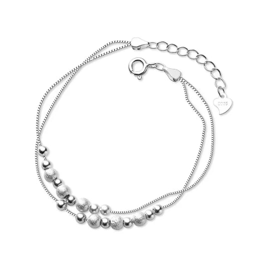 Bracelet en argent sterling 925 avec chaîne double, boules givrées et perles lumineuses pour femme, bijou fin, design 2020