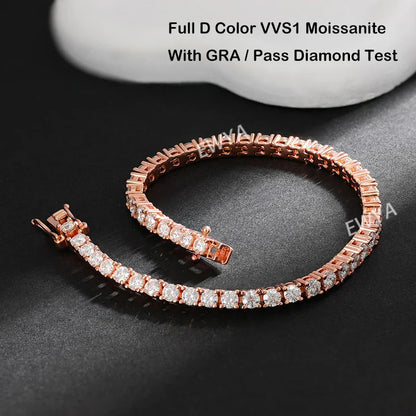 Real D Color Full 2/2.5/3/4/5/6.5mm Moissanite Tennis Bracelet For Women S925 Plated 18K Rose Gold Diamond Link Bracelets