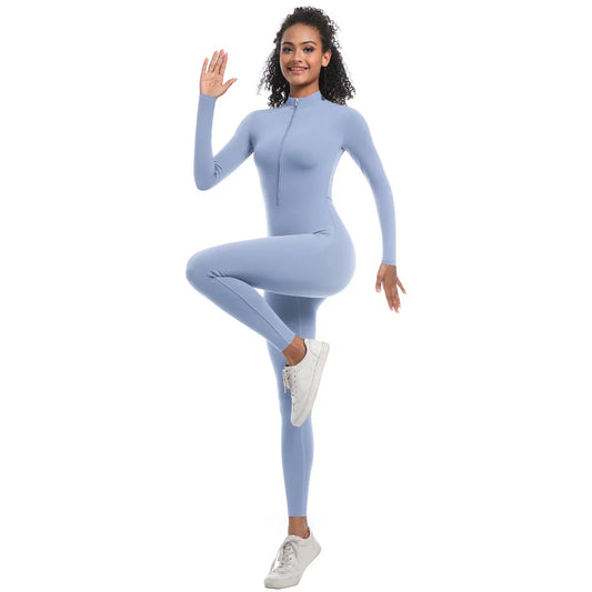 Women's Jumpsuit Women's Sports Shapewear Seamless Slim Fit Long Sleeve Sports Bodysuit  Fitness Sports Bodysuit Yoga Suit