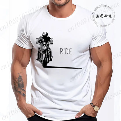 Men's Casual Motorcycle Graphic T-Shirts Man Street Summer Harajuku Tshirt Motorbike Racer Vintage Retro Bike T-Shirts Top Gift