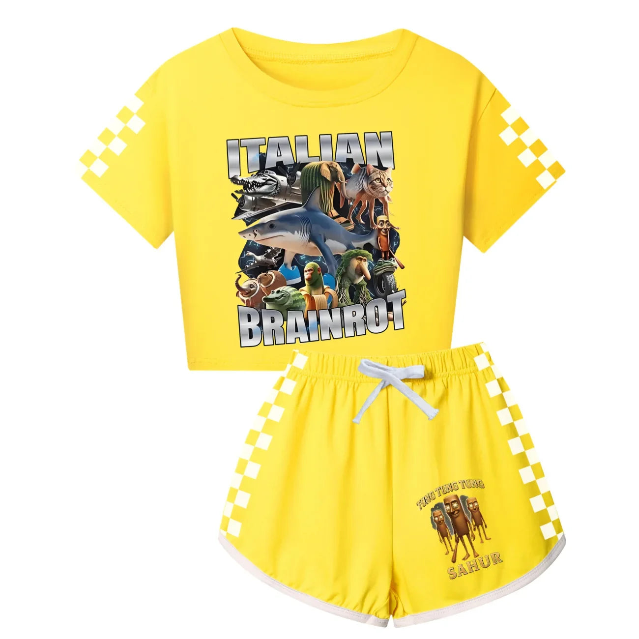 Italian Brainrot Meme Clothes Kids Cartoon Tung Sahur Pajama Sets Boys Long Sleeve Tops Legging 2pcs Set Girls Casual Sleepwear