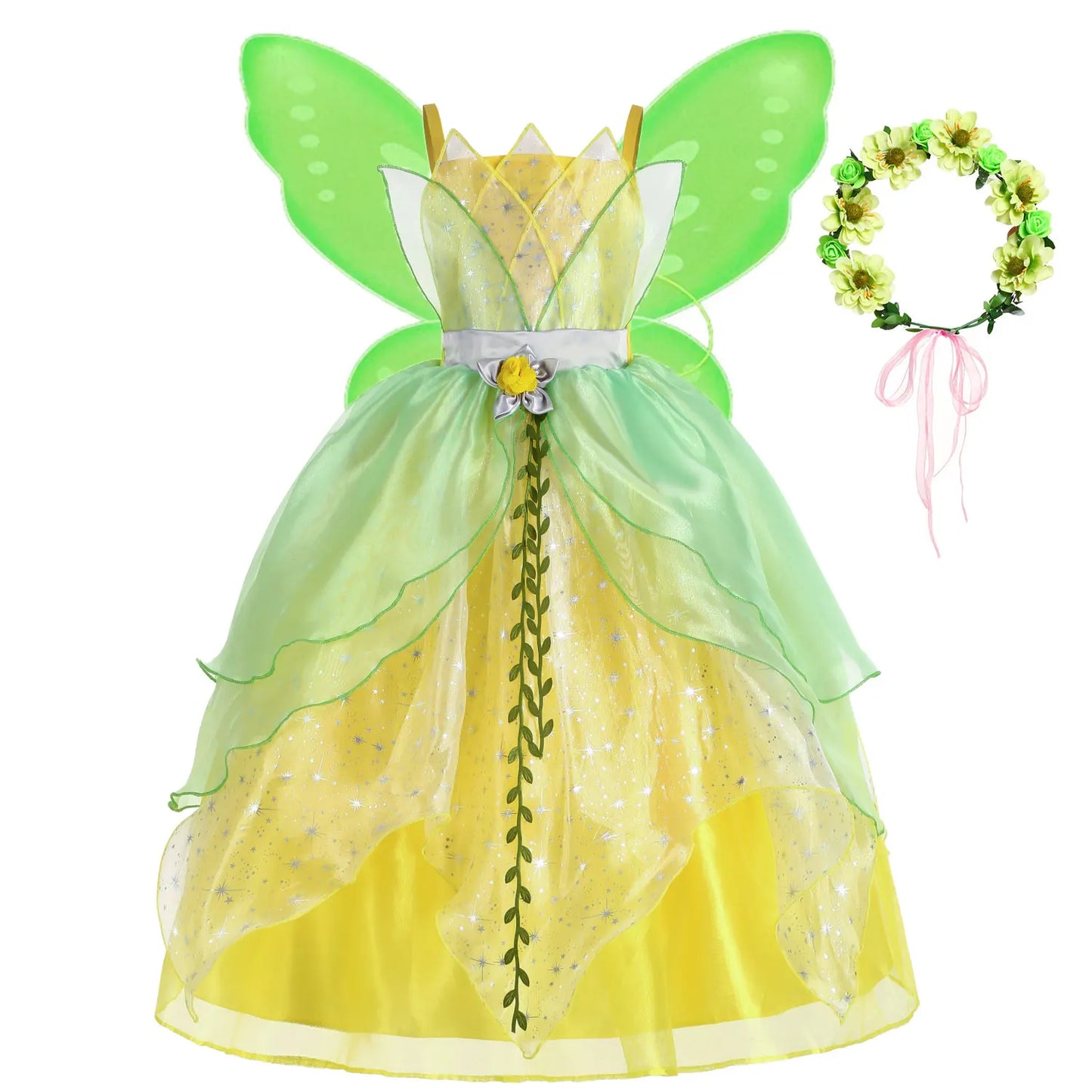Toddler Birthday Party Green Dress Children's Day Tiana Inspired Delicate Princess Frock Girls Fairy Tale Gown Halloween Apparel