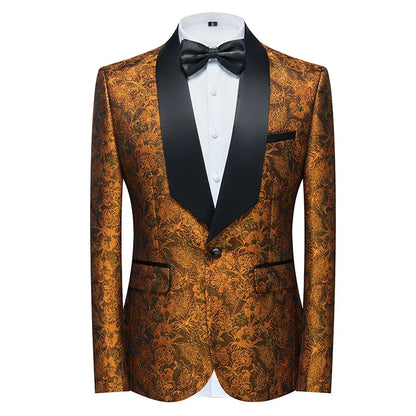 2026 New Men's Pink Embroidered Suit Jacket, Wedding Party Dress Coat, Fashionable Slim Male Blazers, Asian Size M-5XL 6XL