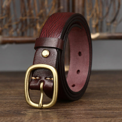 2.8CM Ladies Thick Cowhide Copper Buckle Genuine Leather Jeans Belt Women High Quality Retro Luxury Cintos Female Waistband