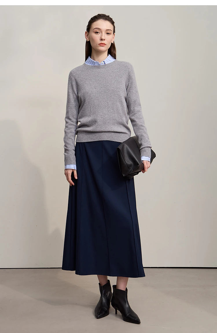 Women's Skirt 2025 Spring New Minimalist Solid Color Loose Skirts For Women Medium To Long Versatile A-shaped Skirt12524019