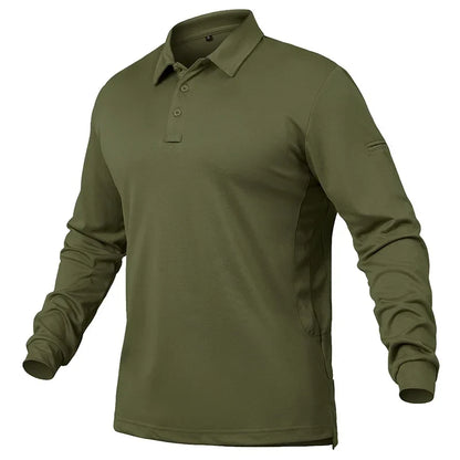 Men's Performance Long Sleeve Shirt Lightweight  Breathable Outdoor Hiking Fishing Polo Shirts UPF50+ Pique Jersey Golf Shirt