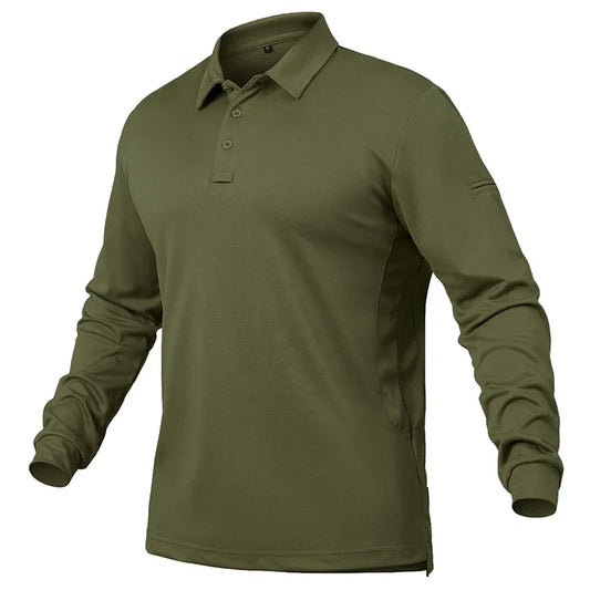 Men's Performance Long Sleeve Shirt Lightweight  Breathable Outdoor Hiking Fishing Polo Shirts UPF50+ Pique Jersey Golf Shirt