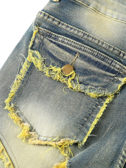 2025 New Men Ripped Stacked Jeans Distressed Slim Fit Skinny Straight Leg Jeans Fashion Hip Hop Denim Pants Casual Streetwear