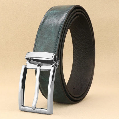 Designer Pin Buckle Gray Genuine Leather Men Belt Famous Brand Fashion Light  Luxury Strap Casual Young Cowboy Ceinture Homme