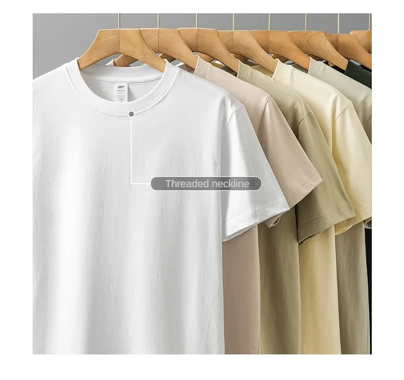 8.1Oz 230gsm Men's Pure Cotton T Shirts 2025 Summer New Oversizes Solid Color T-Shirts for Men and Women Customizable