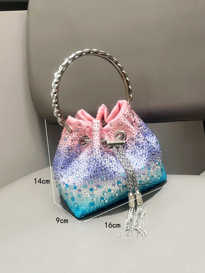 Handle Rhinestones Evening clutch Bag Purses and handbag luxury Designer shoulder bag Shiny Crystal Clutch purse bucket bag