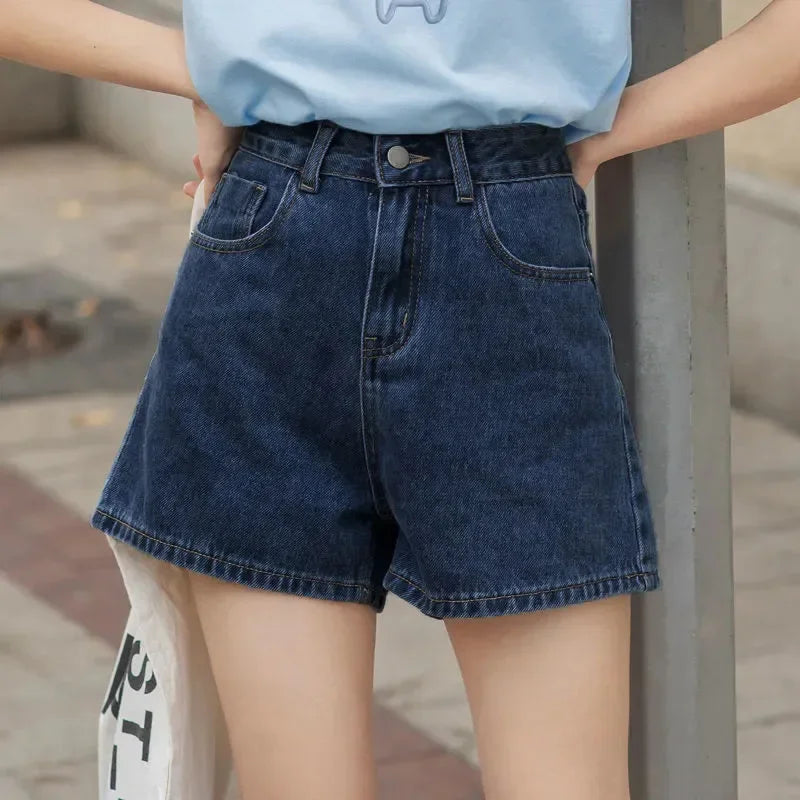 Lucyever Wide Leg Denim Shorts Women Casual High Waist Loose Straight Shorts Woman 2025 Spring Summer Classic Button Jean Shorts