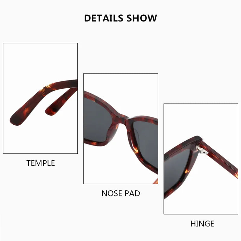 Retro Polarized Sunglasses Women Vintage Shades UV400 Protection Fashion Cat Eye Acetate Sun Glasses Trendy