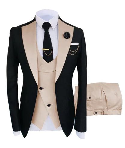 New Costume Slim Fit Men Suit Slim Fit Business Suits Groom Black Tuxedos For Formal Wedding Suit Jacket Pant Vest 3 Pieces