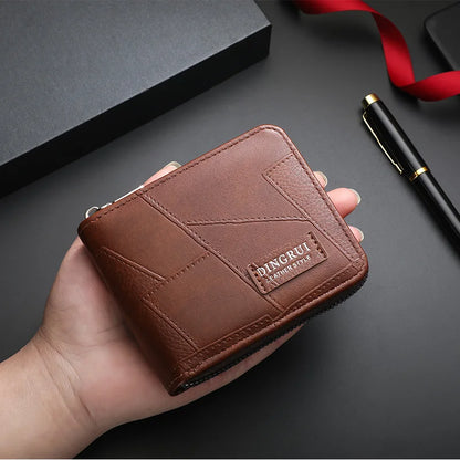 New style wallet for men and women, long single zipper handbag, fashionable and retro patchwork, large capacity purse, loose cha