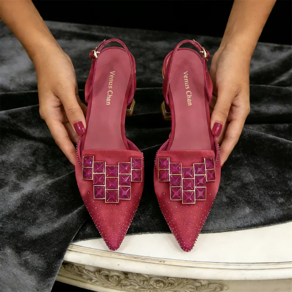 2026 High-heeled Sandals Rhinestone Embellished Pointed Toe Pumps for Women Wedding Party Dress Shoes