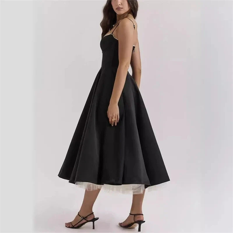 Double Layer European And American Women's New Best-Selling New Type SlingVCollar Sleeveless Dress Pettiskirt Long Skirt