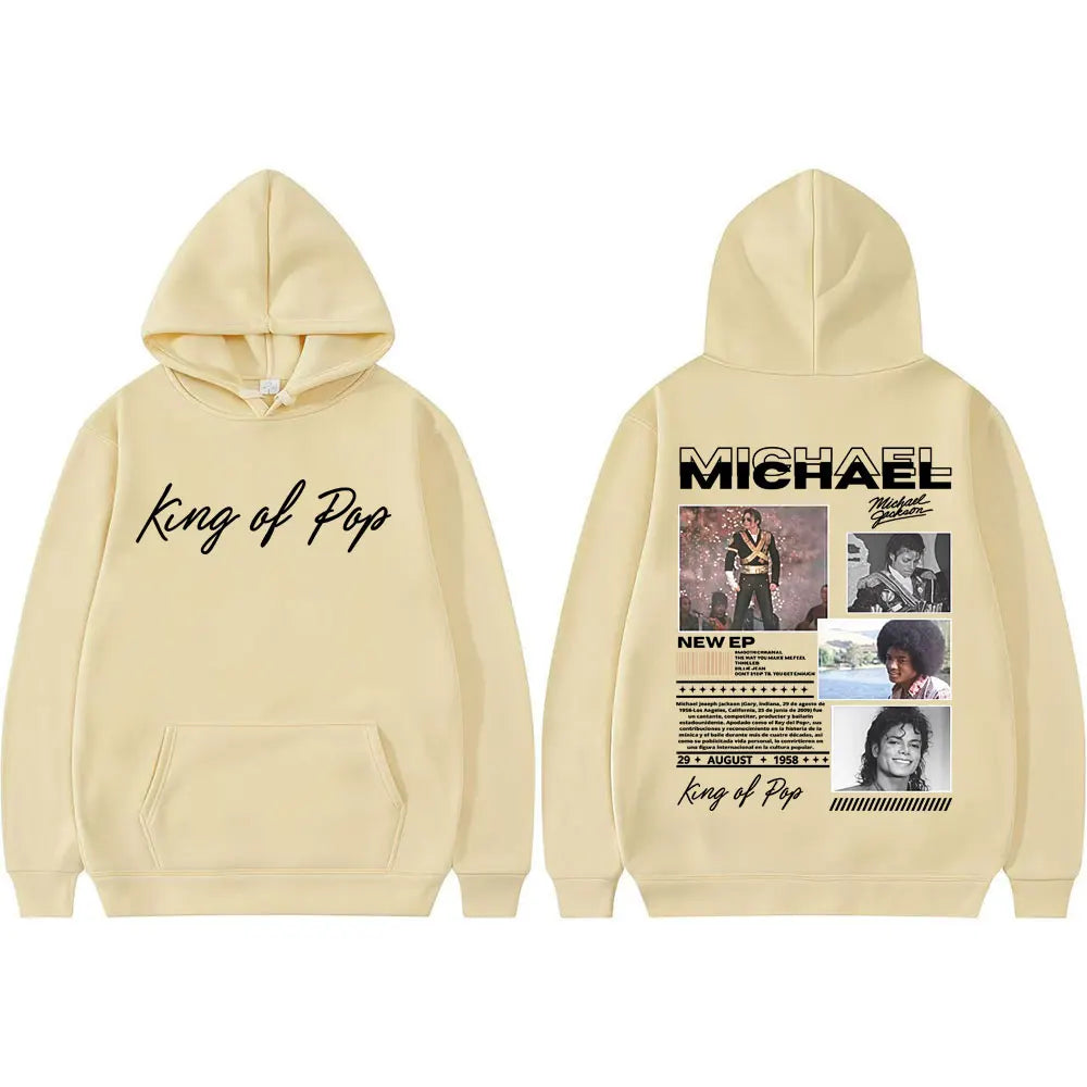King of Pop Michael Jackson Bad Era Hoodies Men's Clothes Fashion Hip Hop Punk Sweatshirt Long Sleeve Oversized Hoodie Pullovers