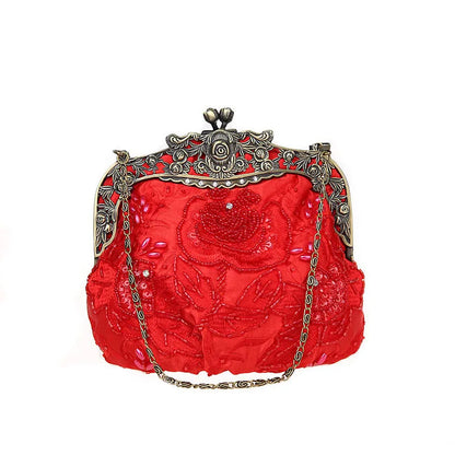 Retro Embroidery Designer Bags Luxury Purses and Handbags Bead bag Sequins Clutch Purse Chains Shoulder Evening Bag Z348