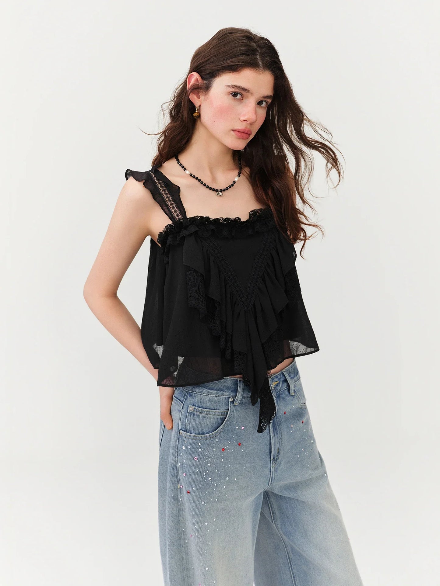 2026 Summer Women's Square Neck Sleeveless Crop Top, Spaghetti Strap Design Blouse for Y2K Coquette & Daily Layering Style