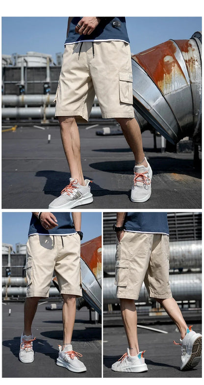 Plus Size Shorts Casual Summer Elastic Waist Cargo Short Men Streetwear Y2k Camouflage Fashion Bermuda Male Side Pocket Breeches