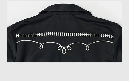 Non Stock Bolero Men's Rockabilly Jacket in Black Vintage-Inspired Western Embroidery Outerwear