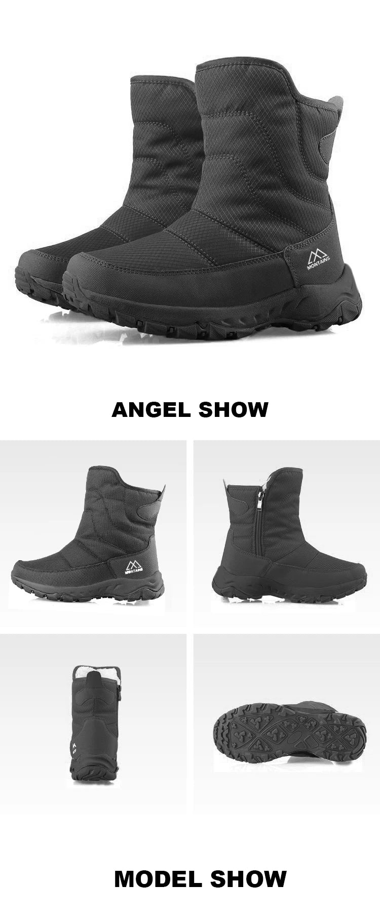 Winter New Thick Short Tube Cotton Boots Anti Slip Casual Men Snow Boots Plush Outdoor Hiking Shoes