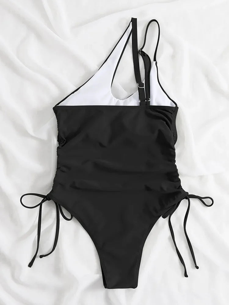 Solid Lace Up Swimsuit Woman Sexy One Piece Swimsuit Swimwear for Women Push Up Women‘s Bathing Suit Beachwear Female Bodysuit