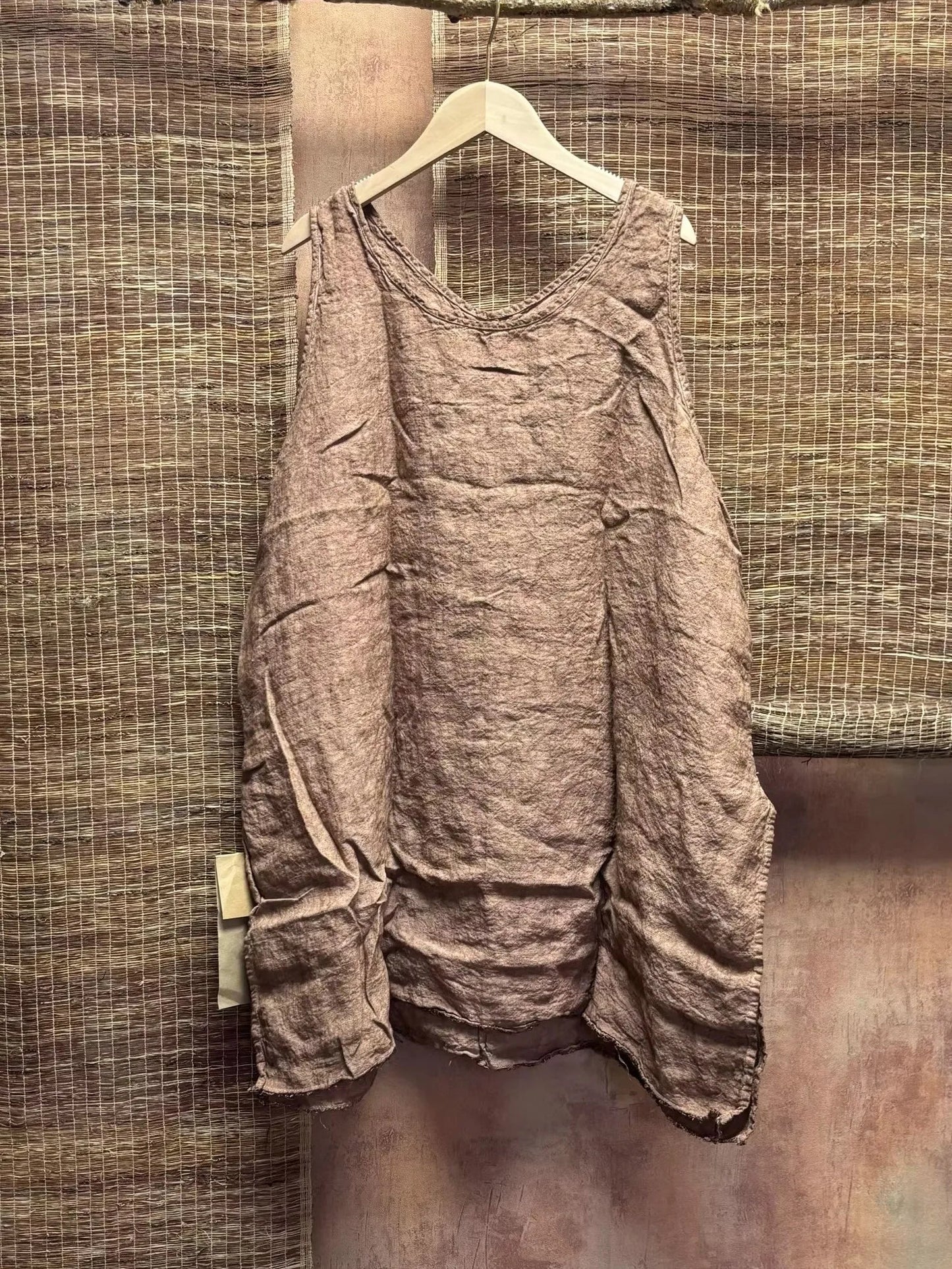 New Arrival Summer Arts Style Women Sleeveless Loose Casual Tank Tops Good Quality Linen Vintage Solid Long Tank Top Femme H165