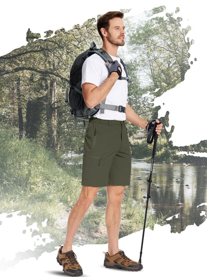 5 Zipper Pockets Summer Quick Dry Cargo Shorts Mens Fishing Shorts Stretch Outdoor Hiking Nylon Work Shorts Lightweight