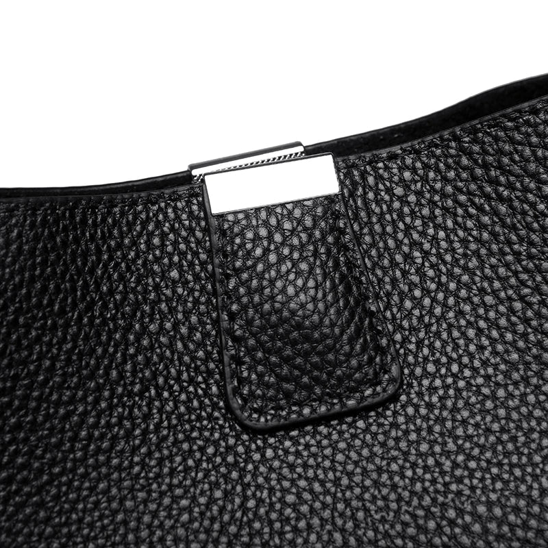 100% cowhide Bag Casual Women Hobos Handbags Bucket Bags New Women's Fashion Handbags Retro Solid Color Leather Shoulder wallet