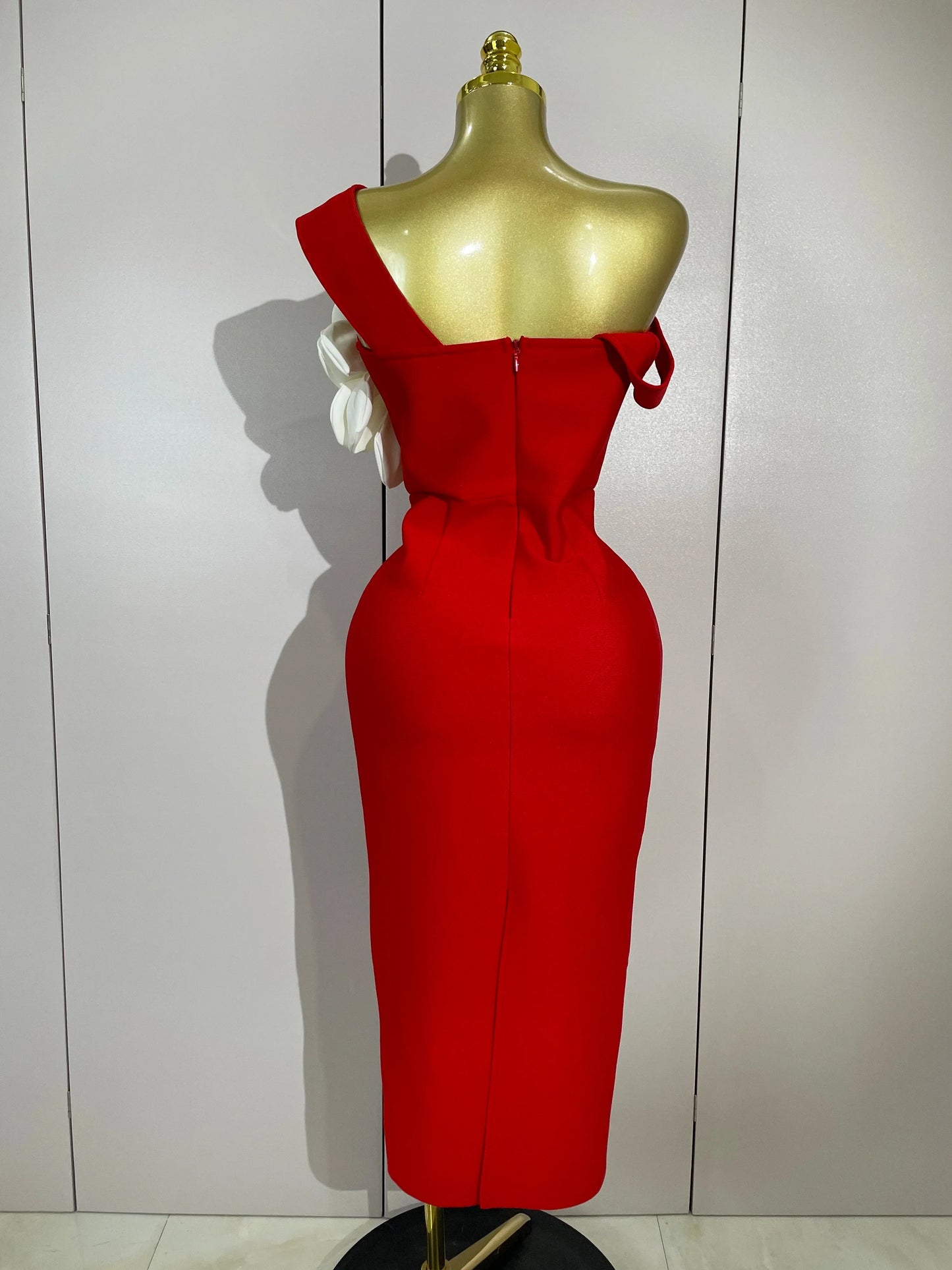 Sexy Off Shoulder White Flower Black Red Bodycon Bandage Long Dress Women Luxury Celebrity Evening Club Elegant Party Gowns