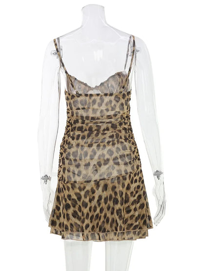 Leopard Pints Camisoles Sheath Fashion Women Dresses Sxexy Club Chic Bodycon Party Casual Outfits Female Vestidos