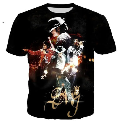 Michael Jackson Printed 3D T-shirt Unisex Summer Casual Streetwear Hip Hop Short Sleeve Fashion Harajuku Oversized Tops