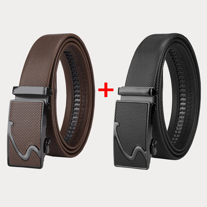 Two Pack New Men's Belt Automatic Buckle Waist Belt Korean Version Trendy Casual Versatile Middle-Aged Youth Business Pants Belt