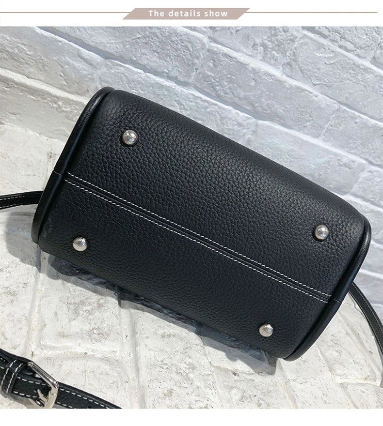 Female genuine cow leather bag for women bag blue Handbag New Crossbody Bucket Bag luxury Shoulder bag tote bag medium