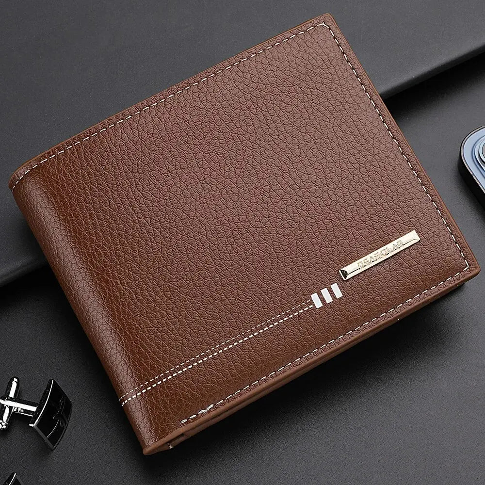 Nouveau Portefeuille Homme Porte-Cartes de Crédit Fermeture Éclair Porte-Monnaie Motif Litchi Haute Qualité Portefeuille Court d'Affaires Pour Hommes