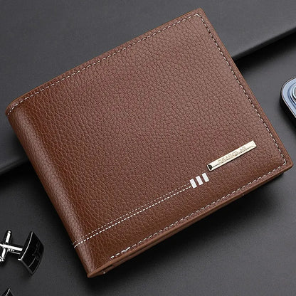 Nouveau Portefeuille Homme Porte-Cartes de Crédit Fermeture Éclair Porte-Monnaie Motif Litchi Haute Qualité Portefeuille Court d'Affaires Pour Hommes