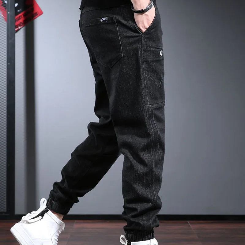 Korean Retro Workwear Jeans Men's Autumn Thin Casual Wear-Resistant Straight Leg Pants With Multiple Pockets Long Pants