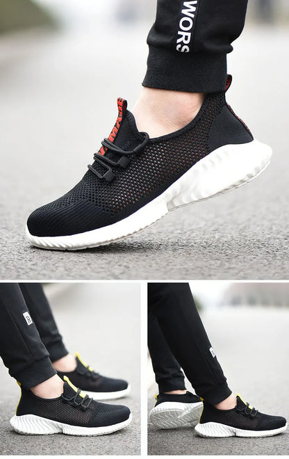 Work Boots Breathable Safety Shoes Men's Lightweight Summer Anti-Smashing Piercing Work Sandals Single Mesh Steel Toe Sneaker