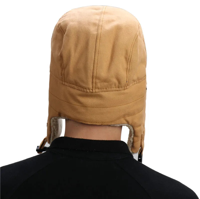 Army Military Ushanka Men&Women Windproof Winter Bomber Hats with Goggles Warm Lamb Wool Pilot Earflap Thermal Snow Cap