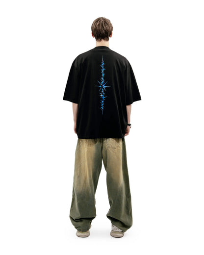 Harajuku Oversized Streetwear Men's Clothing The Bright Side Graphic Print Tshirt Cotton Hip Hop Punk Short Sleeve Tops Goth Y2k