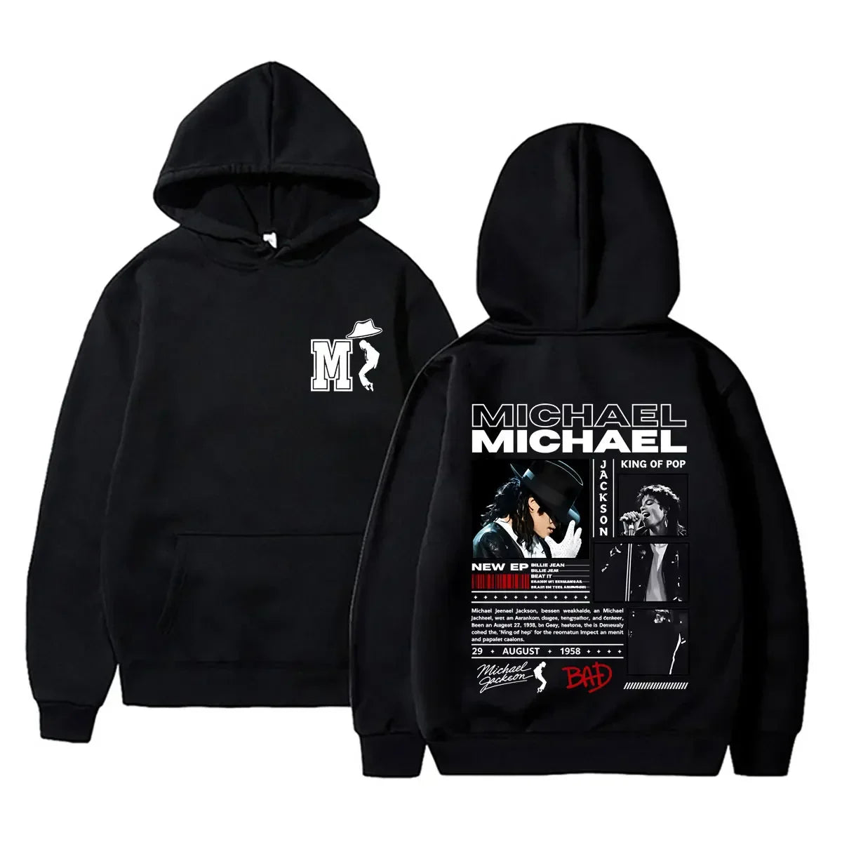 Michael Jackson King of Pop Graphic Hoodie Men Women Vintage Gothic Rock Sweatshirt Male Hip Hop Punk Oversized Pullover Hoodies